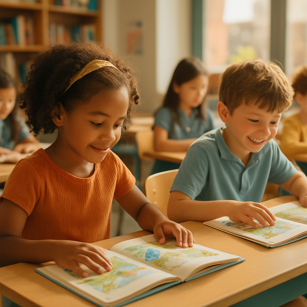 Students reading in a classroom